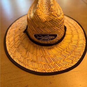 Woven Straw Hat with Black Trim